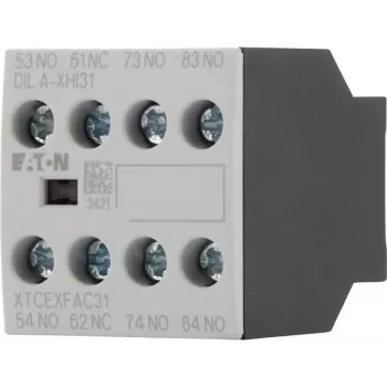Eaton DILA-XHI31 palīgkontaktu bloks, 3 NO + 1 NC, skrūvju spailes, priekšējā montāža, melns/balts 276427