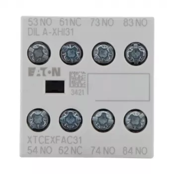 Eaton DILA-XHI31 palīgkontaktu bloks, 3 NO + 1 NC, skrūvju spailes, priekšējā montāža, melns/balts 276427