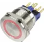 TRU COMPONENTS 1303040 GQ22S-11E/R/12V pretvandāļu aizsargāts spiedpogas slēdzis, momentānais, 1 NO, 250 V AC, 3 A, sarkans gredzena apgaismojums 12 V DC, IP65, 22 mm montāža