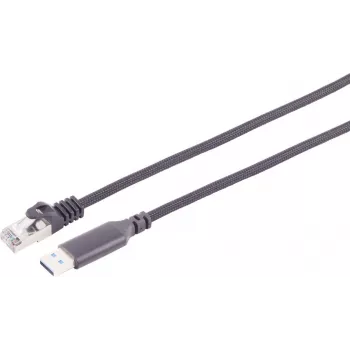 S CONN MAXIMUM CONNECTIVITY USB-A uz RJ45 Gigabit Ethernet adaptera kabelis, 3m, melns 14-52045