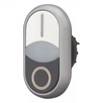 Eaton M22-DDLF-WS-X1 dubults spiedpoga, plakana, apgaismota, balta/melna, 1NO+1NC, skrūvju 284816