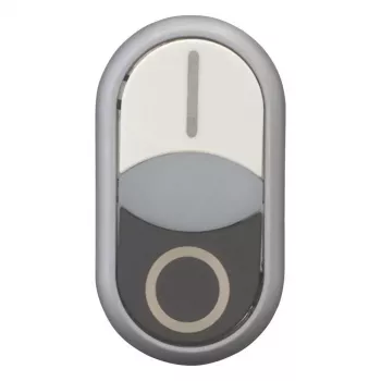Eaton M22-DDLF-WS-X1 dubults spiedpoga, plakana, apgaismota, balta/melna, 1NO+1NC, skrūvju 284816
