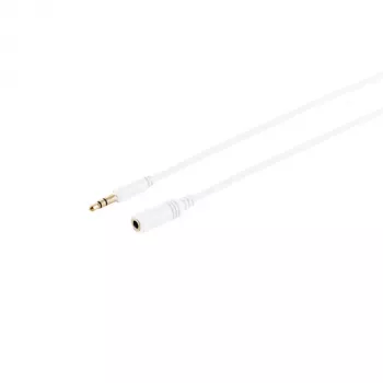 S CONN MAXIMUM CONNECTIVITY 33982-W Īpaši plāns 3,5 mm stereo audio pagarinājuma kabelis, vīrišķais uz sievišķo, zelta pārklājums, balts, 1,5 m
