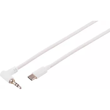 S CONN MAXIMUM CONNECTIVITY USB-C audio kabelis, 3,5 mm leņķa spraudnis, TRS, balts, 3 m (14-06046)