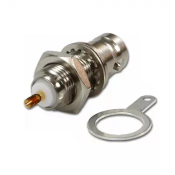 Telegärtner BNC panelis ligzda, izolēta 50 Ohm, balti izolācijas paplāksnes, Z03 (J01001B1222)