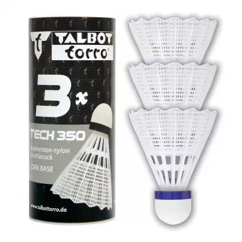 TALBOT TORRO Tech 350 vidēja ātruma neilona badmintona volāns, balts/zils, 1 gabals 479112