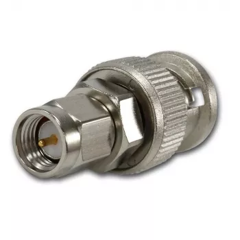 Telegärtner BNC vīrišķais uz SMA vīrišķais koaksiālais adapteris, 50 Ohm, DC-4 GHz, niķelēts misiņš J01008A0018