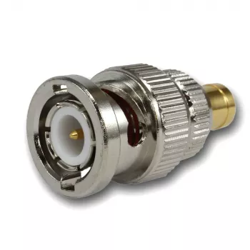 TELEGÄRTNER koaksiālais adapteris BNC male uz SMB female, 50 omi, taisns, niķelēts misiņš J01008F0030