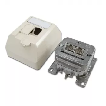 Telegärtner Cat.6 ekranēta RJ-45 tīkla sienas kontaktligzda, pērļu balta