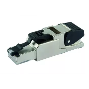Telegärtner J00026A2113 RJ45 Cat.6A lauka montāžas spraudnis, ekranēts, IP67, nerūsējošais tērauds, melns