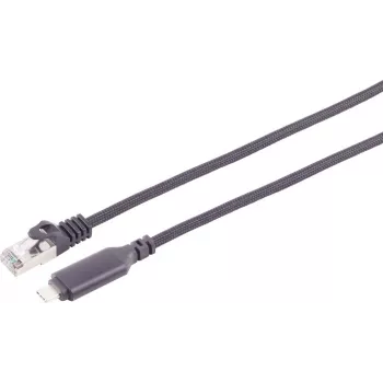 S CONN MAXIMUM CONNECTIVITY USB-C uz Ethernet adaptera kabelis 1G, USB Type-C vītišķis uz RJ45, alumīnija, melns, 1m (14-51025)