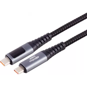 S CONN MAXIMUM CONNECTIVITY USB-C uz USB-C uzlādes kabelis, 240W PD, iebūvēts displejs, 1m 14-59025