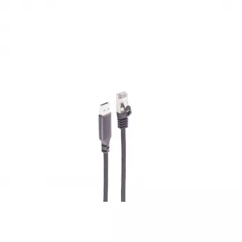 SHIVERPEAKS USB-A uz RJ45 Gigabitu Ethernet adaptera kabelis, 1m, melns BS14-52025