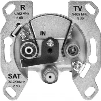 TechniSat TECHNIPRO SV600 V2 3 caurumu antenas sienas kontaktligzda ar līdzstrāvas diodes atsaisti (TV, radio, SAT) 0004/3075