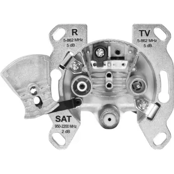 TechniSat TECHNIPRO SV600 V2 3 caurumu antenas sienas kontaktligzda ar līdzstrāvas diodes atsaisti (TV, radio, SAT) 0004/3075