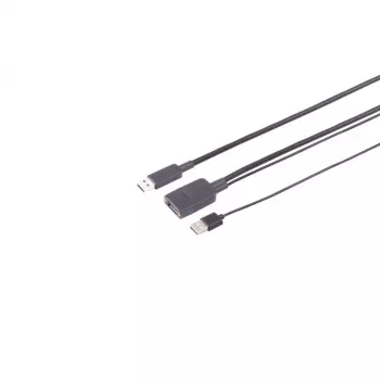 S CONN MAXIMUM CONNECTIVITY USB-A aktīvais optiskais pagarinājuma kabelis USB 3.2 Gen 2, A vīrišķais uz A sievišķo, 10Gbps, 15m, melns (30-37085)