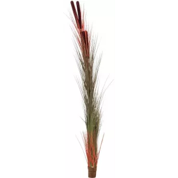 EUROPALMS mākslīgā niedru zāle ar vilkvālēm, gaiši brūna, 152cm 82505856