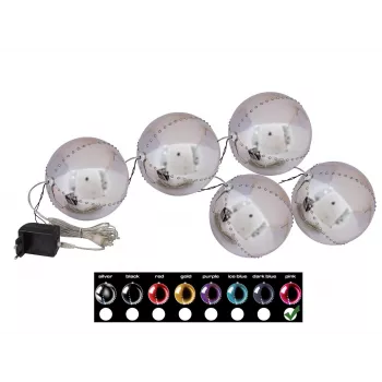 EUROPALMS LED sniega bumbiņa 8cm, rozā, 5 gab. komplekts (83501238)
