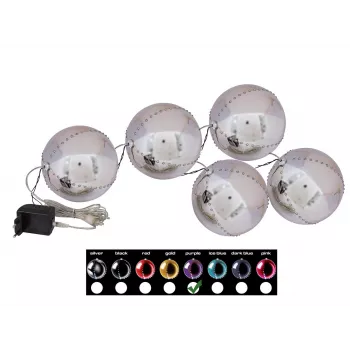 EUROPALMS LED sniega bumbiņas 8cm, ceriņkrāsas, 5 gab. iepakojums 83501240