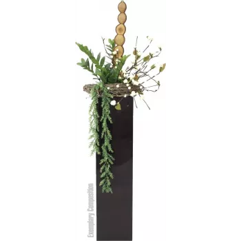 EUROPALMS Zamifolia mākslīgais ZZ augs, 70 cm, melns pods 82600153