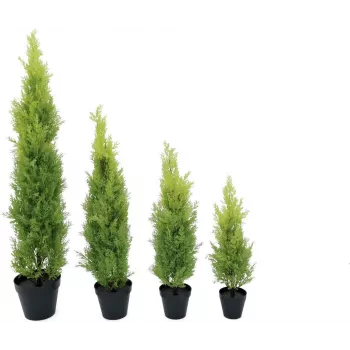 EUROPALMS mākslīgais Leyland cipreses augs, 120 cm, zaļa lapotne, melns pods 82606964