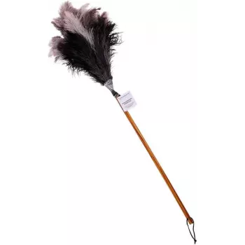 Bürstenhaus Redecker putekļu slotiņa ar strausa spalvām, vidēja izmēra galva, dižskābarža koka rokturis, 50 cm 468807
