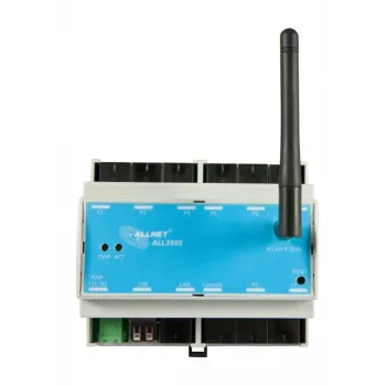ALLNET ALL3505v2 IP ēku automatizācijas kontrolieris ar 8 sensoru portiem, DIN sliedes stiprinājums