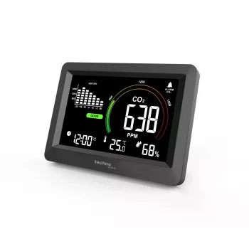 Technoline WL1028 CO2 monitors gaisa kvalitātes monitors ar trauksmi, melns