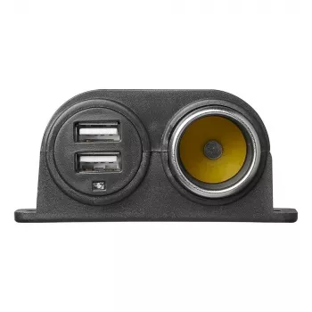 IWH 12/24V transportlīdzekļa barošanas ligzda ar 2 USB portiem, kopējā jauda 4.2A (019010)