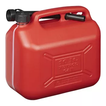 IWH 087695 10 L sarkans HDPE degvielas tvertne ar elastīgu uzgali un bērnu drošības slēgu