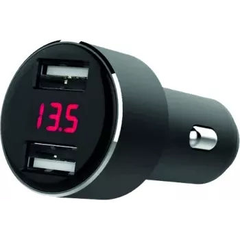 IWH divu USB portu automašīnas lādētājs ar sprieguma displeju 4.8A (019062)