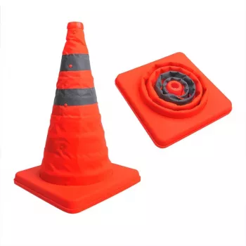 IWH 019209 Satiksmes konuss 30 cm elastīgs PVC ar atstarojošām svītrām, oranžs, universāls transportlīdzekļu lietojumam