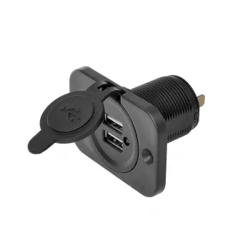 IWH USB dubultā iegremdētā kontaktligzda 12/24V 2.1A 2x USB-A melna 019006