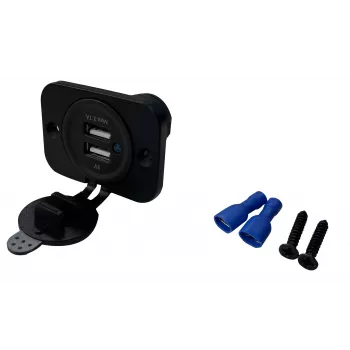 IWH USB dubultā iegremdētā kontaktligzda 12/24V 2.1A 2x USB-A melna 019006