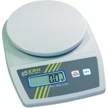 Kern EMB 2200-0 pārnēsājams precīzijas svari, 2,2 kg ietilpība, 1 g nolasāmība, ar baterijām vai tīkla barošanu