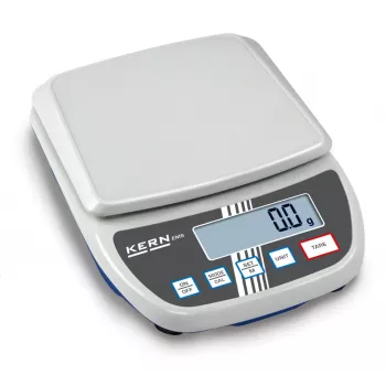 KERN EMS 12K0.1 precīzijas svari, 12 kg x 0,1 g, nerūsējošā tērauda platforma, RS-232, tīkls/akumulators
