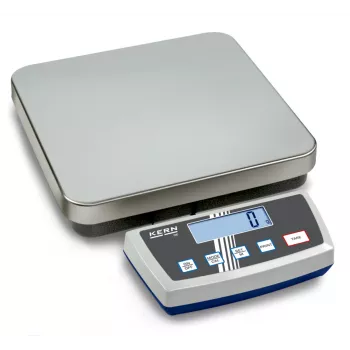 KERN DE 35K5D platformas svari, 35 kg ietilpība, 5 g/10 g nolasāmība, nerūsējošā tērauda svēršanas platforma, LCD displejs, uzlādējams akumulators