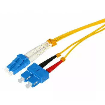 Tecline HD OS2 vienmoda optiskās šķiedras savienojuma kabelis, LC Duplex uz SC Duplex, 9/125µm, dzeltens, 15m 799LS15
