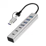 LogiLink USB 3.0 centrmezgls, 7 portu, 4x USB-A, 3x USB-C, alumīnija korpuss