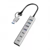 LogiLink USB 3.0 centrmezgls, 7 portu, 4x USB-A, 3x USB-C, alumīnija korpuss