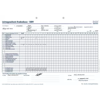 BOI Leistungsnachweis Krankenkasse SGB V veidlapas, 50 loksnes, A4, balts 9206-00329