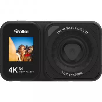 Rollei Compactline 64 Dual Screen digitālā kamera - 14MP, 5x tālummaiņa, melna