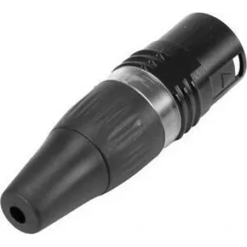 HICON HI-X5CM-B 5 kontaktu vīriešu XLR savienotājs, lodēšanas terminācija, presēta cinka korpuss, melns 30200514