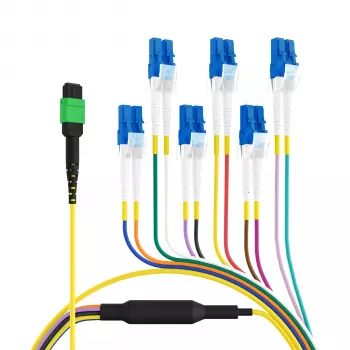 EFB Elektronik MPOF12LCOS2-10 MPO-PLUS/APC(F)-LC maģistrālais kabelis OS2 12 šķiedras Type B LSZH dzeltens 10m