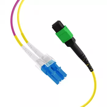 EFB Elektronik MPOF12LCOS2-10 MPO-PLUS/APC(F)-LC maģistrālais kabelis OS2 12 šķiedras Type B LSZH dzeltens 10m