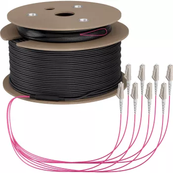 EFB Elektronik OM4 daudzmodu optiskās šķiedras maģistrālais kabelis U-DQ ZN BH, 8 šķiedras, LC-LC, 160 m, LSZH, akvamarīna krāsā, Dca O8322S160OM4