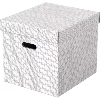 LEITZ Home Cube uzglabāšanas kastu komplekts, 3 gab., balts, 100% pārstrādāts gofrēts kartons, noņemams vāks 628288