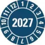 HEIN Industrieschilder pārbaudes uzlīme 2027, zila, pašlīmējoša plēve, apaļa 20 mm, 500 gab. rullī 189463