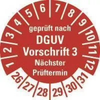 HEIN Industrieschilder DGUV V3 pārbaudes etiķete NP26-31, apaļa 20 mm, pastāvīga līme, balta, 500/rullī 185658
