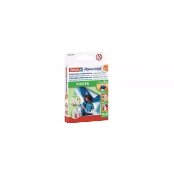 tesa 58003 Powerstrips plakātu līmlentes, 60 gab., baltas, bez bojājumiem montāža 58003-00500-04